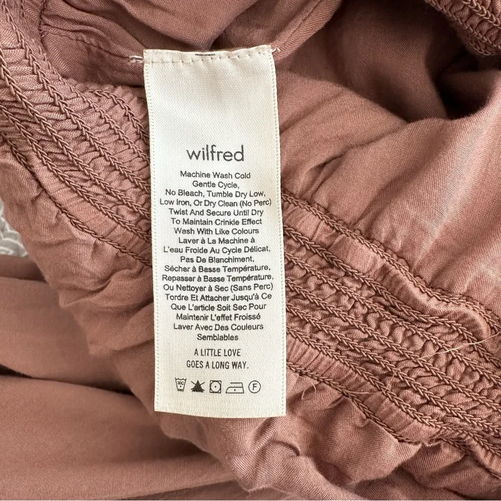 Wilfred Aritzia Masson Wide Leg Cropped Jumpsuit Strapless Nutmeg Brown Size M